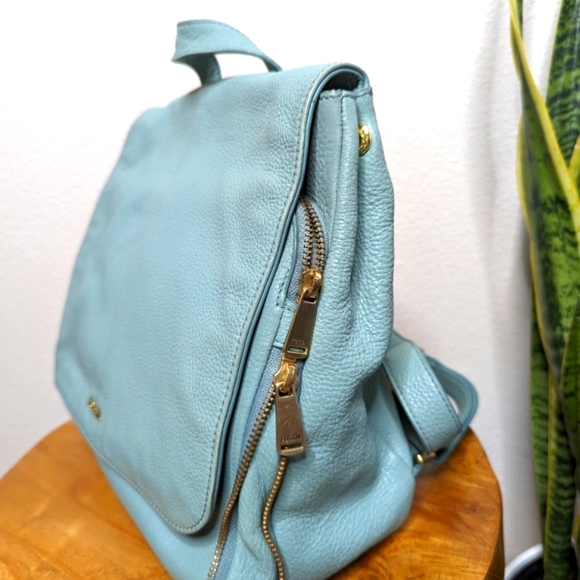 Fossil Claire Aqua Teal Leather Backpack - Picture 4 of 14